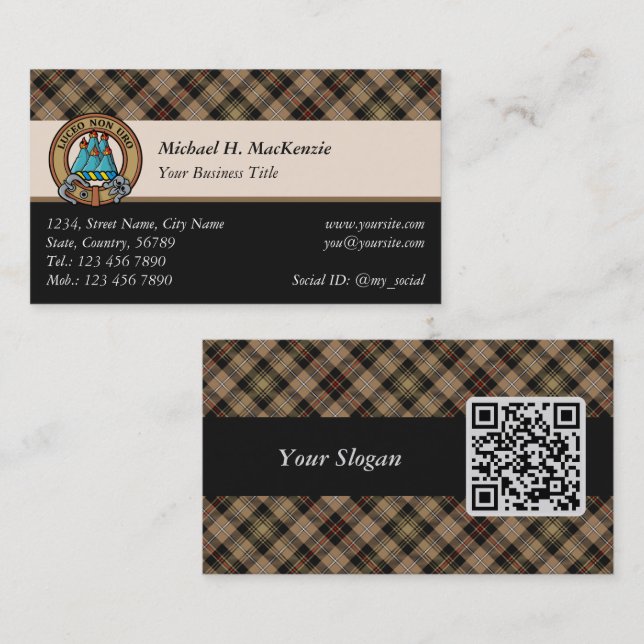 Clan MacKenzie Chasse Brown Tartan Carte de visite (Devant / Derrière)