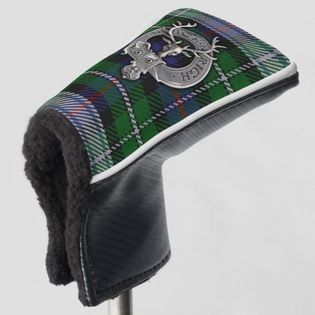 Clan MacKenzie Crest & Dress Tartan Golf Head Cover (3/4 Front)