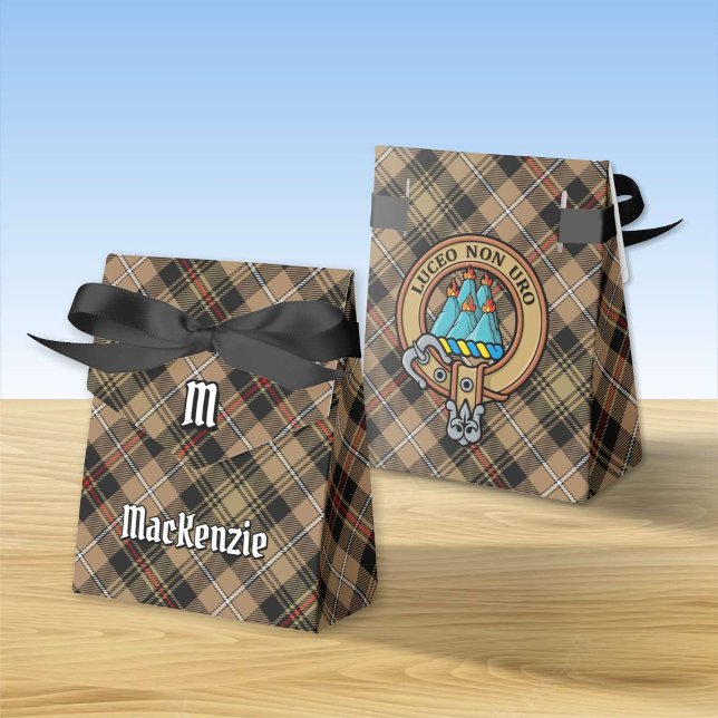 Clan MacKenzie Crest over Brown Hunting Tartan Favor Box (Creator Uploaded)