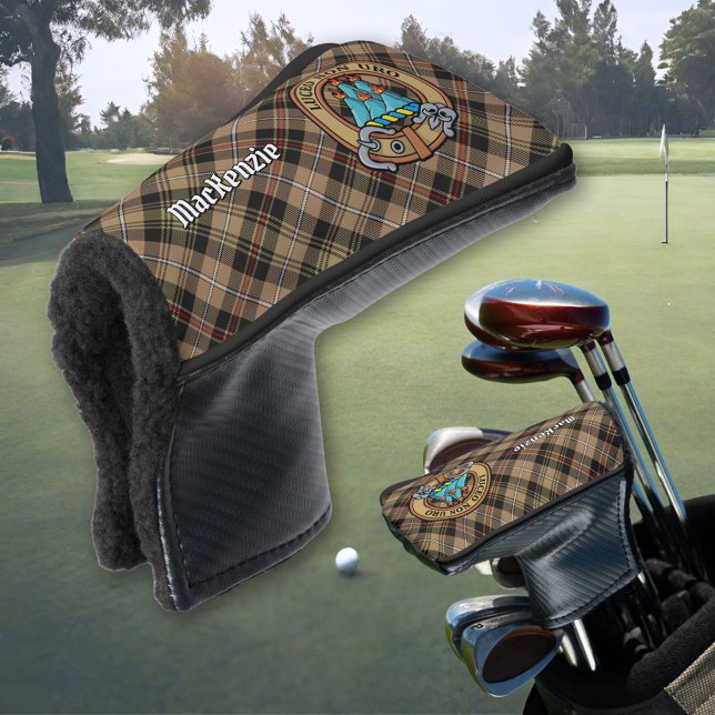 Clan MacKenzie Crest over Brown Hunting Tartan Golf Head Cover (Creator Uploaded)