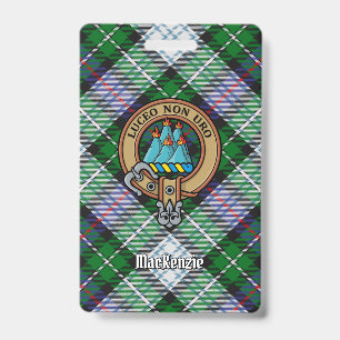 Clan MacKenzie Crest over Dress Tartan Badge