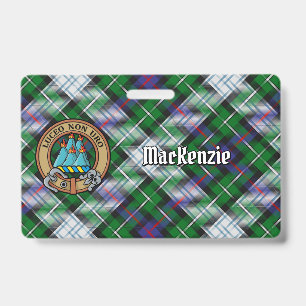 Clan MacKenzie Crest over Dress Tartan Badge