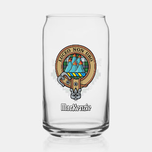 Clan MacKenzie Crest over Dress Tartan Can Glass
