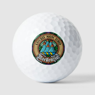 Clan MacKenzie Crest over Dress Tartan Golf Balls