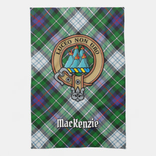 Clan MacKenzie Crest over Dress Tartan Kitchen Towel