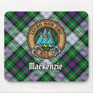 Clan MacKenzie Crest over Dress Tartan Mouse Pad