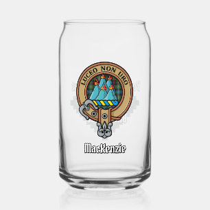 Clan MacKenzie Crest over Tartan Can Glass