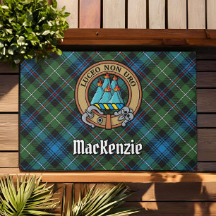 Clan MacKenzie Crest over Tartan Doormat