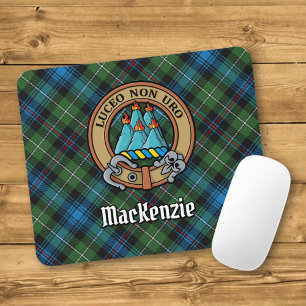 Clan MacKenzie Crest over Tartan Mouse Pad