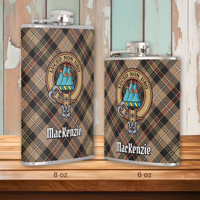 Clan MacKenzie Crest over Weathered Hunting Tartan Hip Flask (Creator Uploaded)