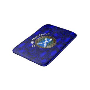 Clan MacKenzie Crest Tartan Knot on Thistle Bath Mat