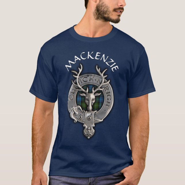 Clan MacKenzie Crest & Tartan T-Shirt (Front)