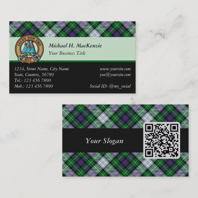 Clan MacKenzie habit Tartan Carte de visite (Devant / Derrière)