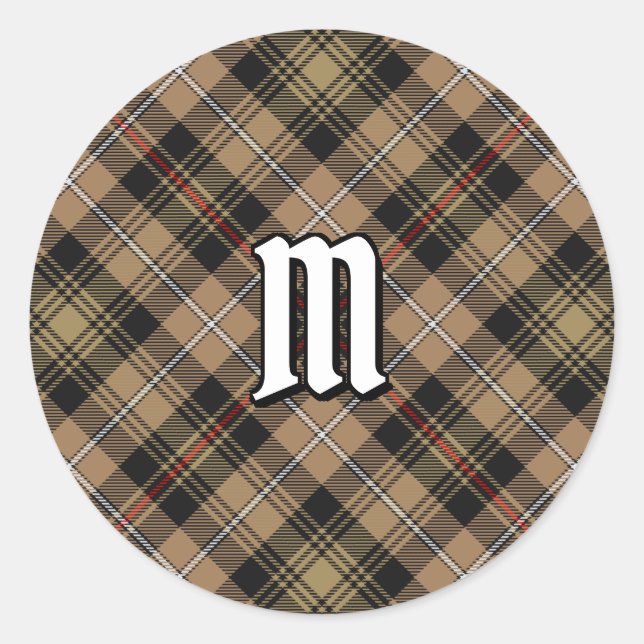 Clan MacKenzie Hunting Brown Tartan Classic Round Sticker (Front)