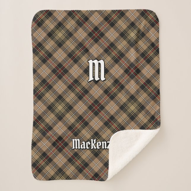 Clan MacKenzie Hunting Brown Tartan Sherpa Blanket (Front)