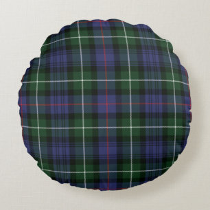 Clan MacKenzie Plaid Purple Green Check Tartan Round Pillow