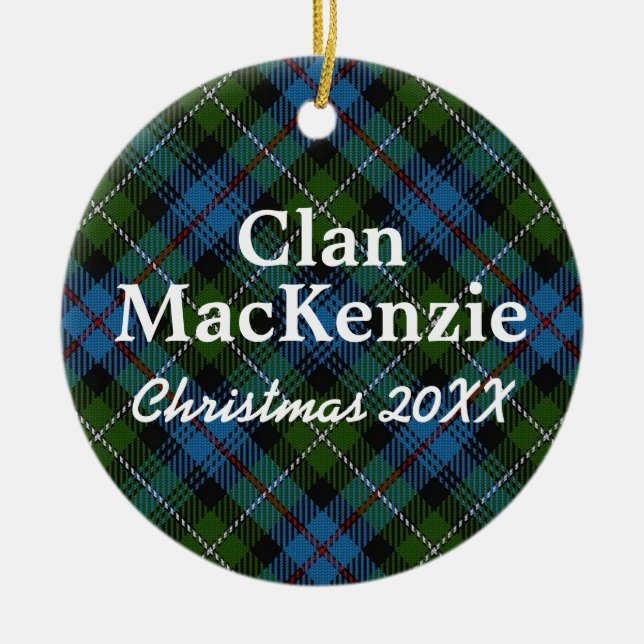 Clan MacKenzie Scottish Tartan Ceramic Ornament (Front)