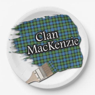 Clan MacKenzie Scottish Tartan Paint Brush Paper Plate