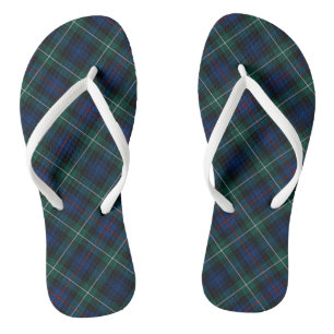 Clan Mackenzie Tartan Blue and Green Plaid Flip Flops