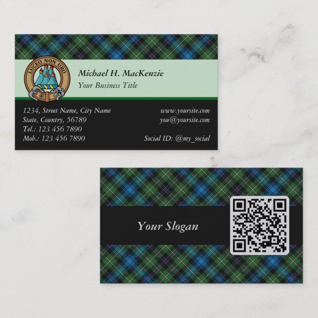 Clan MacKenzie Tartan Carte de visite (Devant / Derrière)