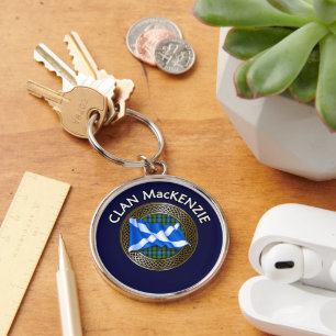 Clan MacKenzie Tartan Knot & Flag Keychain
