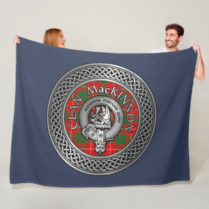 Clan MacKinnon Crest & Tartan Knot Fleece Blanket