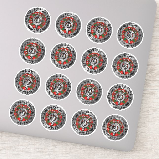 Clan MacKinnon Crest & Tartan Knot Sticker (Detail)