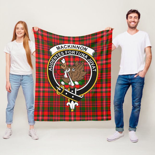 Clan MacKinnon Modern Tartan Plaid Fleece Blanket (In Situ)