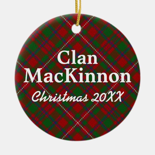 Clan MacKinnon Scottish Tartan Ceramic Ornament (Front)