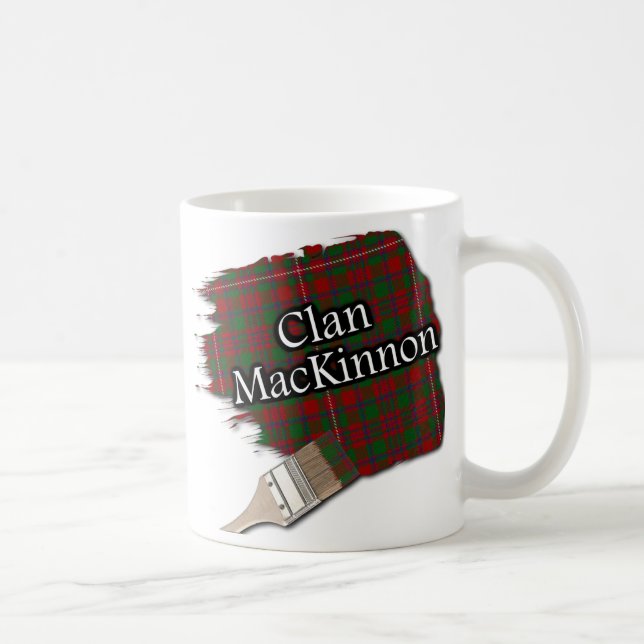 Clan MacKinnon Tartan Paint Brush Cup Mug (Right)