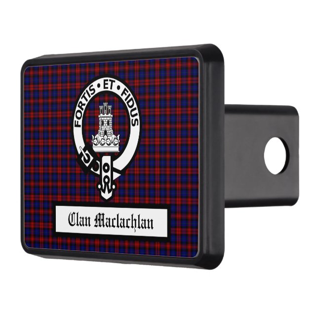 Clan Maclachlan Crest Badge & Tartan Trailer Hitch Cover (Left)