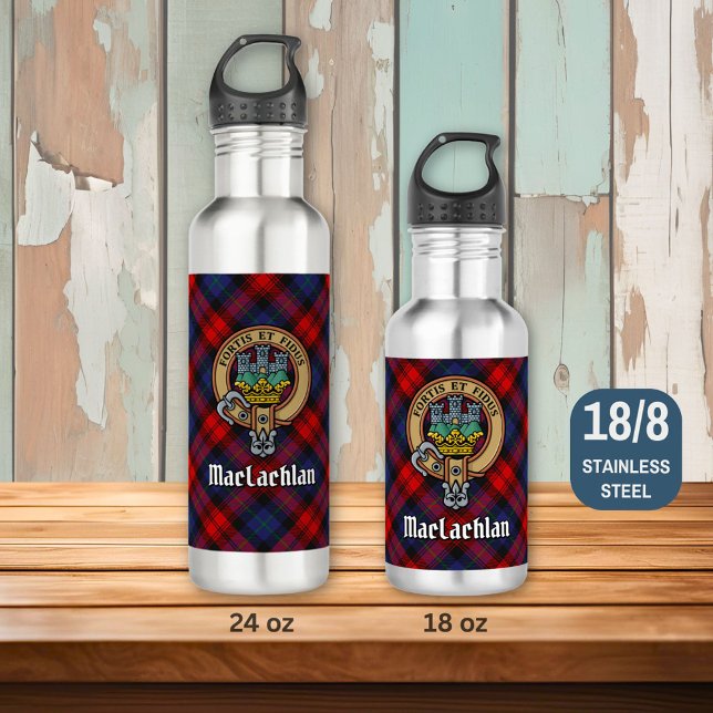 Clan MacLachlan Crest over Tartan 710 Ml Water Bottle (Creator Uploaded)