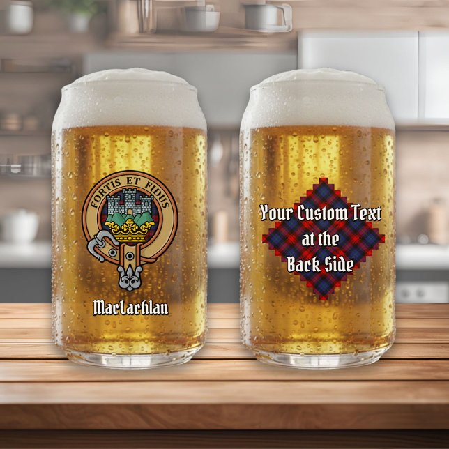 Clan MacLachlan Crest over Tartan Can Glass (Creator Uploaded)