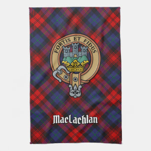 Clan MacLachlan Crest over Tartan Kitchen Towel