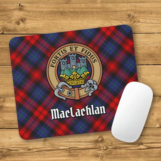 Clan MacLachlan Crest over Tartan Mouse Pad (Creator Uploaded)