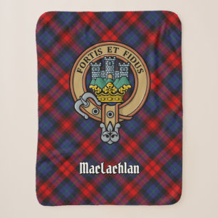 Clan MacLachlan Crest over Tartan Sherpa Blanket
