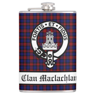 Clan Maclachlan Crest & Tartan Customizable Hip Flask