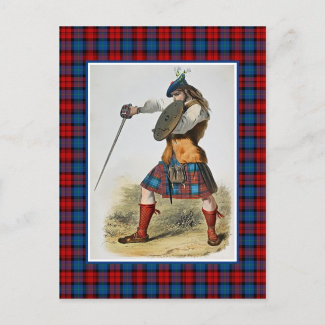 Clan MacLachlan Vintage Illustration Tartan Frame Postcard (Front)