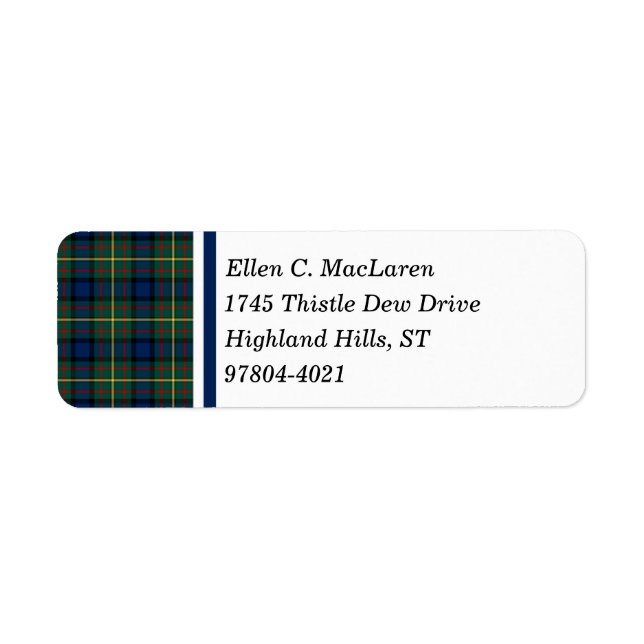 Clan MacLaren Blue et Green Scottish Tartan (Devant)