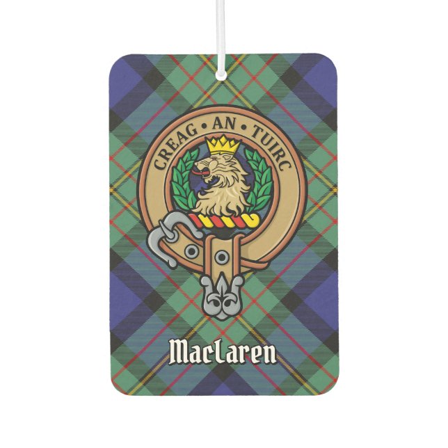 Clan MacLaren Crest over Tartan Air Freshener (Front)