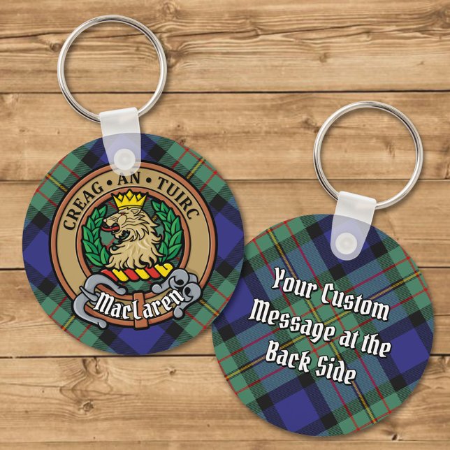 Clan MacLaren Crest over Tartan Keychain (Creator Uploaded)