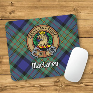 Clan MacLaren Crest over Tartan Mouse Pad