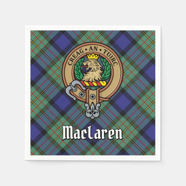 Clan MacLaren Crest over Tartan Napkin (Front)