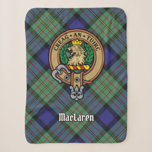 Clan MacLaren Crest over Tartan Sherpa Blanket