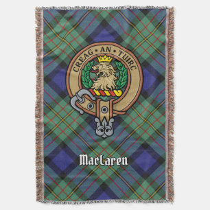 Clan MacLaren Crest over Tartan Throw Blanket