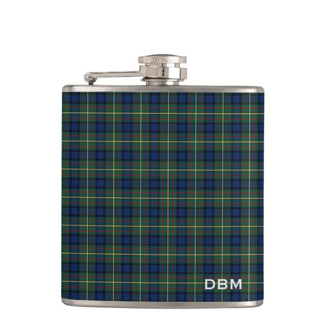Clan MacLaren Tartan Monogram Hip Flask (Front)