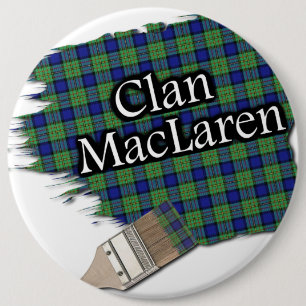 Clan MacLaren Tartan Paint Brush 6 Inch Round Button