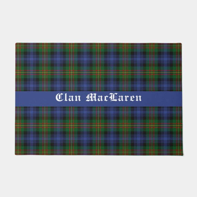 Clan MacLaren Tartan Plaid  Customizable Doormat (Front)