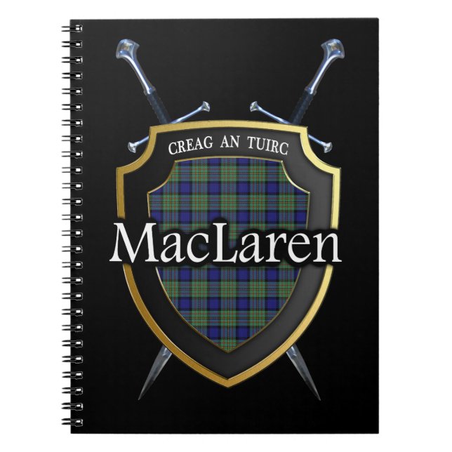 Clan MacLaren Tartan Shield & Swords Notebook (Front)
