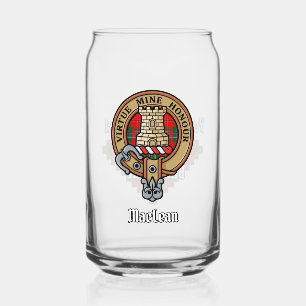 Clan MacLean Crest over Tartan Can Glass